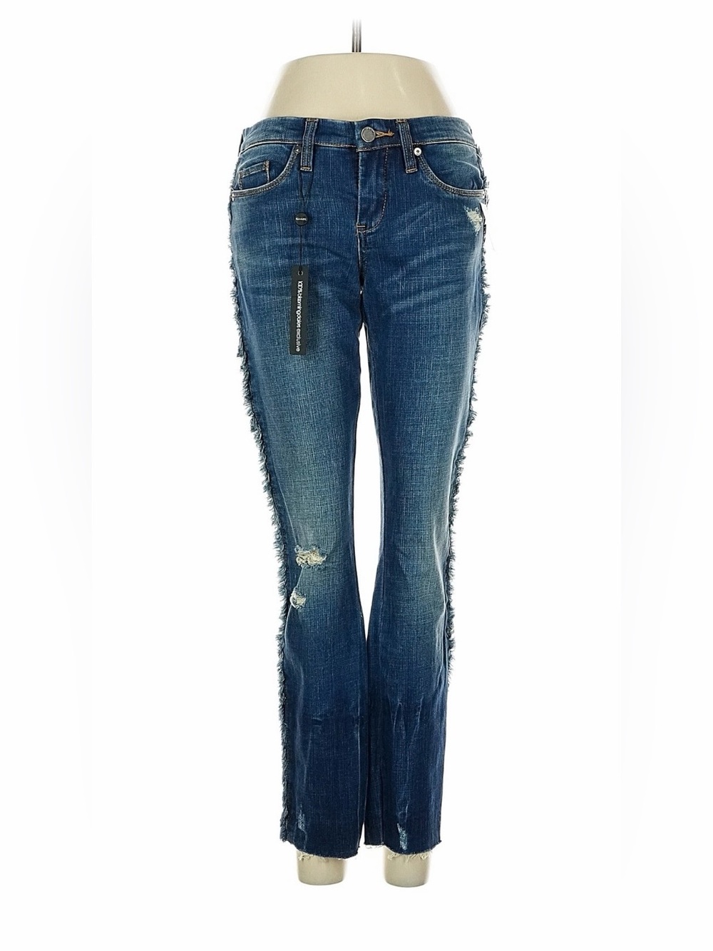 BLANKNYC "Frays For Days" Skinny Jeans Medium Wash Frayed Side Seams Distressed